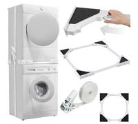 tectake® Kit de superposition universel lave-linges 46-66cm avec Corde à cliquet Accessoires lave linge & sèche linge Organisation buanderie & salle de bain Socle machine a laver Base Electroménager