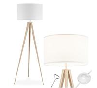 tectake® Lampadaire 158 cm, Trépied en acier, Abat-jour en tissu, 60 W