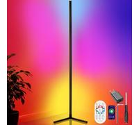 tectake® Lampadaire LED 16 millions de couleurs 200 modes lumineux, Lampe LED Salon, Bureau, Chambre, hauteur réglable, Commande par télécommande, interrupteur ou Smartphone, Minuterie et Mode musique
