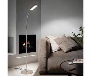 tectake® Lampadaire sur pied salon LED chambre Lampe sur pied dimmable 5 Modes avec tête fléxible, Luminaire moderne pour salon, bureau, chambre enfants, lit, chambre, Lampe de chevet LED - Argent