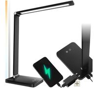TecTake® Lampe de bureau Moderne Lampe de chevet avec chargeur USB-C Inclinable Luminaire salon Lumiere ambiance pour table de nuit, salon, chambre, bureau, dressing, entrée, Decoration maison