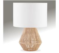 TecTake® Lampe de chevet Ø 32 x 45 cm, Abat jour en tissu, Pied en jute tressé, Lampe de bureau 60W, Style Boho, 220-240V, Douille E27, Decoration Maison, Chambre, Salon, Bureau, Table de chevet