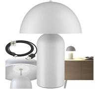 tectake® Lampe de chevet champignon rétro années 70 Lampe vintage à batterie, Rechargeable via USB-C, Lumiere ambiance fonction tactile, table de nuit, salon, chambre, bureau, dressing, allaitement