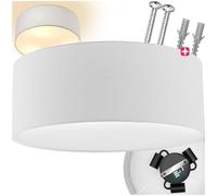 TecTake® Lampe Luminaire Plafonnier Abat jour plafond en lin Luminaires intérieur Plafonnier chambre, salon, séjour, dressing, WC, couloir, salle de bain, chambre enfant, chambre bébé - Blanc