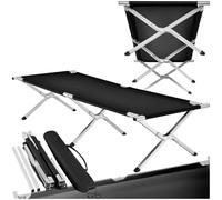 TecTake® Lit de Camp Pliable avec Housse de Transport - Lit appoint Matelas 1 Place Enfant Adulte Voyage Bivouac Plage Tente Exterieur Jardin Peche - 190 x 70 cm - Charge Max 150 kg - Noir