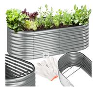 TecTake® Lit de Jardin Carré Potager de Jardin surélevé, Bac à semis Jardiniere en Acier galvanisé résistant à la Rouille Serre de Jardin Jardiniere Exterieur Grande Taille 200x100x60 cm