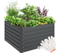 TecTake® Lit de Jardin Carré Potager de Jardin surélevé, Bac à semis Jardiniere en Acier galvanisé résistant à la Rouille Aménagement Serre de Jardin Jardiniere Exterieur Grande Taille 100x60x100cm