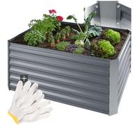 TecTake Lit de Jardin Carré Potager de Jardin surélevé, Bac à semis Jardiniere en Acier Massif résistant à la Rouille Aménagement Serre de Jardin Jardiniere Exterieur Grande Taille 120x90x57cm