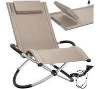 Bain de soleil - TECTAKE - Transat de jardin PAULINA ergonomique pliable avec fonction balancelle appuie-tête amovible - Beige