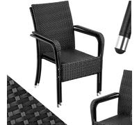 tectake® Lot de 2 Chaise de Jardin Fauteuil Salon avec Accoudoirs pour Salon de Jardin Exterieur Acier laqué & polyrotin, Mobilier extérieur Chaise rotin Amenagement Balcon Terrasse Veranda