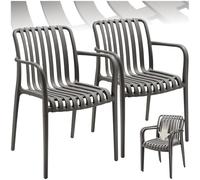 Lot 2 chaises de jardin empilables et résistantes aux intempéries gris