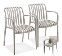 tectake® Lot de 2 Chaise de Jardin Fauteuil Salon extérieur empilable avec Accoudoirs, résistant aux intempéries, pour Salon de Jardin Exterieur, Meuble pour Amenagement Balcon Terrasse