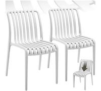 tectake® Lot de 2 Chaise de Jardin Fauteuil Salon extérieur, Empilable, Résistant aux intempéries, Max. 120 kg Légères, Salon de Jardin Exterieur, Meuble pour Amenagement Balcon Terrasse - Crème