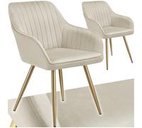 TecTake® Lot de 2 Chaise de Salle à Manger rembourrée Moderne Chaise Velours Fauteuil Salon Chaise Scandinave Pieds en Acier, Chaise Coiffeuse, Chambre, Coiffeuse, Salon, Cuisine, Dressing