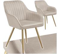TecTake® Lot de 2 Chaise de Salle à Manger rembourrée Moderne Chaise Velours Fauteuil Salon Chaise Scandinave Pieds en Acier, Chaise Coiffeuse, Chambre, Coiffeuse, Salon, Cuisine, Dressing
