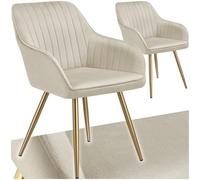 TecTake® Lot de 2 Chaise de Salle à Manger rembourrée Moderne Chaise Velours Matelassé Fauteuil Salon Chaise Scandinave Pieds en Acier, Chaise Coiffeuse, Chambre, Coiffeuse, Salon, Cuisine, Dressing