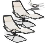 tectake® Lot de 2 Chaise Longue Bain de Soleil Ergonomique avec Fonction de Bascule, Transat Jardin Exterieur Relaxation Camping Salon de Jardin Exterieur Amenagement Balcon Terrasse Piscine Lounge