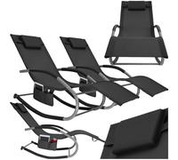 tectake® Lot de 2 Chaise longue ergonomique 62 x 146 x 92 cm Balancement doux, Transat jardin exterieur, revêtement respirant & hydrofuge, Bain de soleil Chaise longue jardin exterieur Transat piscine