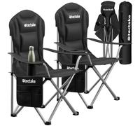 tectake® Lot de 2 Chaise Pliante Camping Fauteuil Pliable Ultra léger Rembourrage en Mousse avec Porte Gobelet & Sac de Transport, idéal Chaise Camping Voyages, Pêche, Festival, Plage