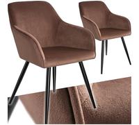 TecTake® Lot de 2 Chaises de Salle à Manger Chaises Rembourrées Fauteuil Salon Design Scandinave Pieds en Metal Noirs Élégant avec Accoudoirs Chaise Coiffeuse, Chambre, Salon, Bureau, Cabinet