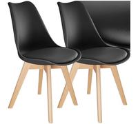 Chaise - TECTAKE - Lot 2 fauteuils repas FRÉDÉRIQUE au style scandinave ergonomique avec patins feutrés, 49 x 53 x 82 cm - Noir