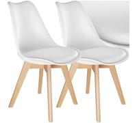 TecTake® Lot de 2 Chaises de Salle à Manger Design Scandinave Chaise Confortable Rembourrée avec Pieds en Bois Massif Meuble Salon pour Salon, Coiffeuse, Chambre, Cuisine, Bureau, Cabinet