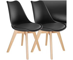 tectake® Lot de 2 Chaises de Salle à Manger Design Scandinave Chaise Confortable Rembourrée avec Pieds en Bois Massif Meuble Salon pour Salon, Coiffeuse, Chambre, Cuisine, Bureau, Cabinet