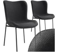 TecTake® Lot de 2 Chaises de Salle à Manger ergonomiques Design Chaise scandinave Confortable en Tissu, Pieds en Acier laqué Noir, Chaise Cosy pour Salon, Chambre, Chaise Coiffeuse, Chaise de Bureau