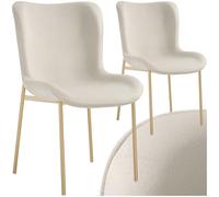 TecTake® Lot de 2 Chaises de Salle à Manger ergonomiques Design scandinave Confortable, Aspect Velours, Pieds en métal doré, Chaise Cosy pour Salon, Chambre, Chaise Coiffeuse, Chaise de Bureau