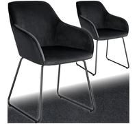 TecTake® Lot de 2 Chaises de Salle à Manger ergonomiques Fauteuil Salon Design scandinave Confortable, Aspect Velours, Pieds en métal Noir, pour Chambre, Chaise Coiffeuse, Fauteuil de Bureau