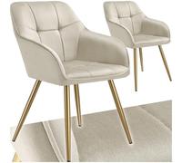tectake® Lot de 2 Chaises de Salle à Manger rembourrée Moderne Chaise Velours Matelassé Fauteuil Salon Chaise Scandinave Pieds en Acier, Chaises Coiffeuse, Chambre, Salon, Dressing