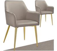 tectake® Lot de 2 Chaises de Salle à Manger rembourrées Modernes Chaise Velours Fauteuil Salon Chaise Scandinave Pieds en Acier Élégant avec Accoudoirs Chaise pour Coiffeuse, Chambre, Coiffeuse