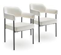 tectake® Lot de 2 Chaises de Salle à Manger rembourrées Modernes Chaise Tissu Fauteuil Salon Chaise Scandinave Pieds en Acier Élégant avec Accoudoirs Chaise pour Coiffeuse, Chambre, Coiffeuse
