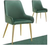 tectake® Lot de 2 Chaises de Salle à Manger rembourrées Modernes Chaise Velours Fauteuil Salon Chaise Scandinave Pieds en Acier Élégant avec Accoudoirs pour Coiffeuse, Chambre, Cabinet