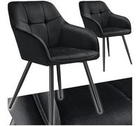 tectake® Lot de 2 Chaises de Salle à Manger rembourrées Modernes Chaise Velours satiné Fauteuil Salon Chaise Scandinave Pieds en Acier Chaises pour Coiffeuse, Chambre, Coiffeuse, Salon, Dressing