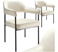 TecTake® Lot de 2 Chaises de Salle à Manger rembourrées Modernes Chaise Velours Fauteuil Salon Style Scandinave Pieds en Acier Élégant avec Accoudoirs Chaise pour Coiffeuse, Chambre, Coiffeuse
