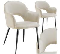 tectake® Lot de 2 Chaises de Salle à Manger rembourrées Modernes Velours Fauteuil Salon Chaise Scandinave Pieds en Acier laqué Élégant avec Accoudoirs Chaise pour Coiffeuse, Chambre, Dressing, Salon