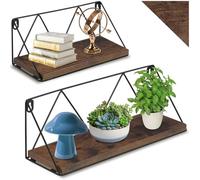 TecTake 2 étagères murales industrielles - Étagère suspendue - Style Industriel - Lot de 2 étagères murales - Diverses Couleurs (Bois foncé)