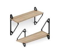 TECTAKE Lot de 2 étagères murales style industriel Bois clair industriel, Chêne Sonoma