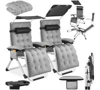 TecTake® Lot de 2 Fauteuil de Jardin Bain de Soleil avec Pare Soleil Chaise Longue Pliable & Inclinable avec Rembourrage Repose Pieds Appuie-tête Amovible Salon de Jardin Exterieur Mobilier