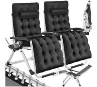 Chaises longues - TECTAKE - Lot de 2 bains de soleil pliables CLOUD réglables en continu en textilène respirant - Noir