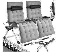 TecTake® Lot de 2 Fauteuil de Jardin Chaise Longue Pliable & Inclinable avec Rembourrage Repose Pieds Accoudoirs Appuie-tête Amovible Salon de Jardin Exterieur, Cadre Acier époxy, Mobilier de Jardin
