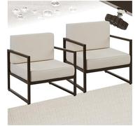 Fauteuils de jardin - TECTAKE - Lot de 2 chaises pour extérieur COMOSA rembourrage XXL structure en acier - Beige