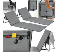 tectake® Lot de 2 Matelas de Plage Pliable avec Dossier Réglable Bain de soleil Chaise Longue de Plage Pliable avec Sangle de Transport, Matelas pliable 1 personne Matelas de sol idéal Camping, Voyage
