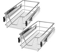 TecTake® Lot de 2 Panier de Rangement Coulissant en Inox pour Placard 30cm Tiroir coulissant idéal Organisateur cuisine, rangement sous evier, chambre, dressing, bureau, garde manger, cellier, maison