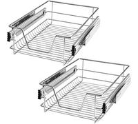 TecTake® Lot de 2 Panier de Rangement Coulissant en Inox pour Placard 40cm Tiroir coulissant idéal Organisateur cuisine, rangement sous evier, chambre, dressing, bureau, garde manger, cellier, maison
