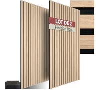 tectake® Lot de 2 Panneaux Acoustiques muraux et pour plafond, Panneaux acoustiques en Bois MDF, Feutre insonorisant, Panneau Mural decoratif pour Isolation phonique Chambre, Bureau, Studio de musique