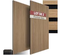 tectake® Lot de 2 Panneaux Acoustiques muraux et pour plafond, Panneaux acoustiques en Bois MDF, Feutre insonorisant, Panneau Mural decoratif pour Isolation phonique Chambre, Bureau, Studio de musique