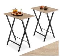 tectake® Lot de 2 Table d'appoint Pliables, 40 x 30 x 63 cm, Tables Basses de Salon, Bout de canapé, Meuble Salon, Meuble Chambre, Table de Chevet, Décoration Maison, Bureau, Couloir, Bois Clair