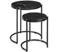 tectake® Lot de 2 Table d'appoint Ronde 2 Tailles Aspect Marbre Table de Chevet Design Moderne Bout de canape Meuble d'appoint pour Salon, Chambre, Bureau, Dressing, Tables de Nuit, Entrée